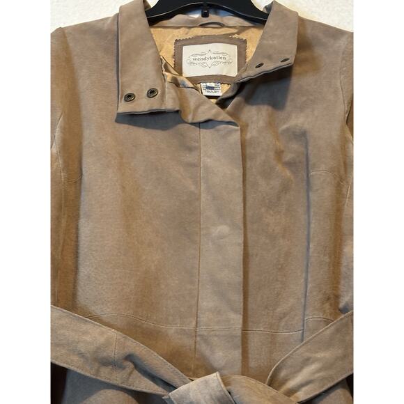 Wendy Katlen Anthropologie Suede Trench Coat Tan Size 10 Medium - Picture 2 of 15